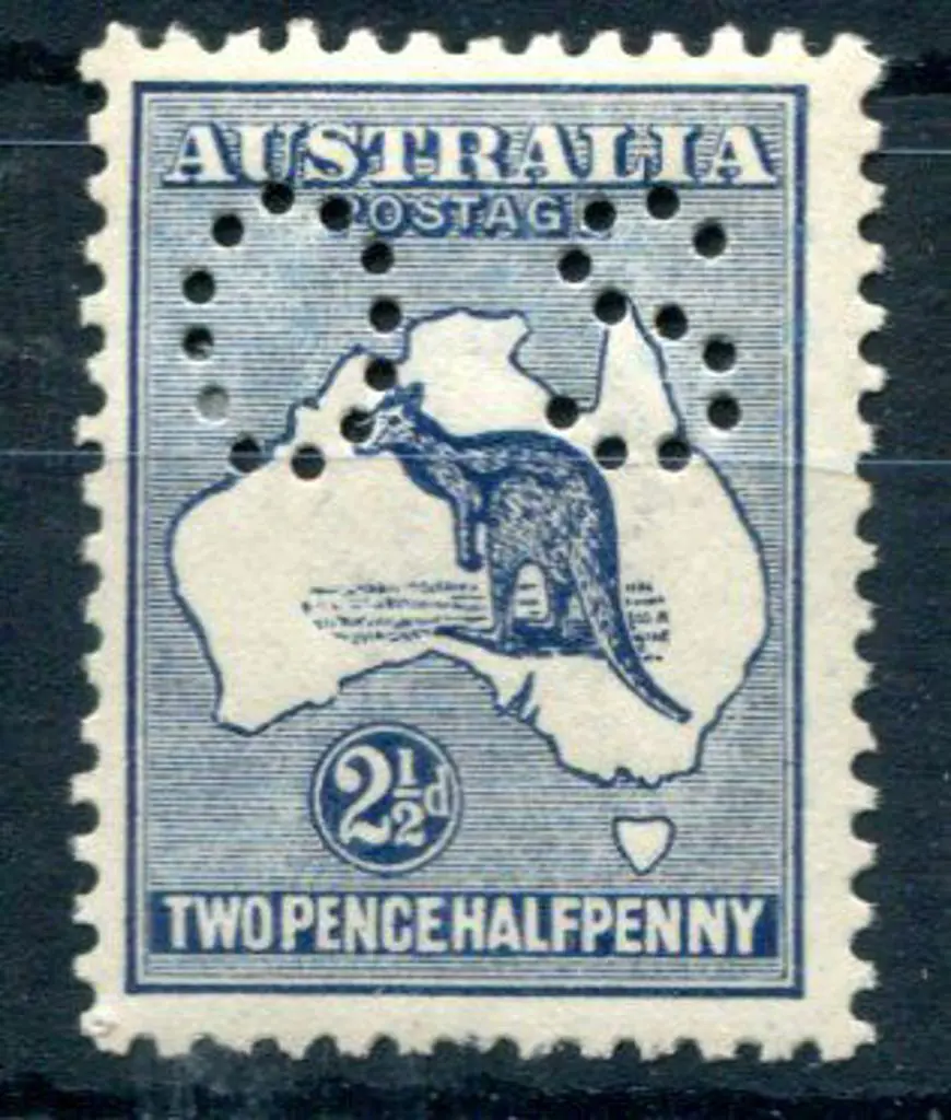 1915/28 3rd Watermark 2½d blue perfined "OS". MLH, ... Image 1++