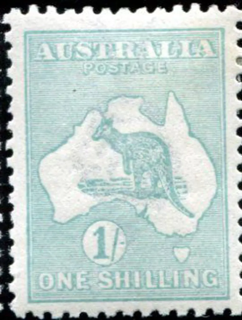 1915/28 3rd Watermark 1/- blue-green with wmk ... Image 1++