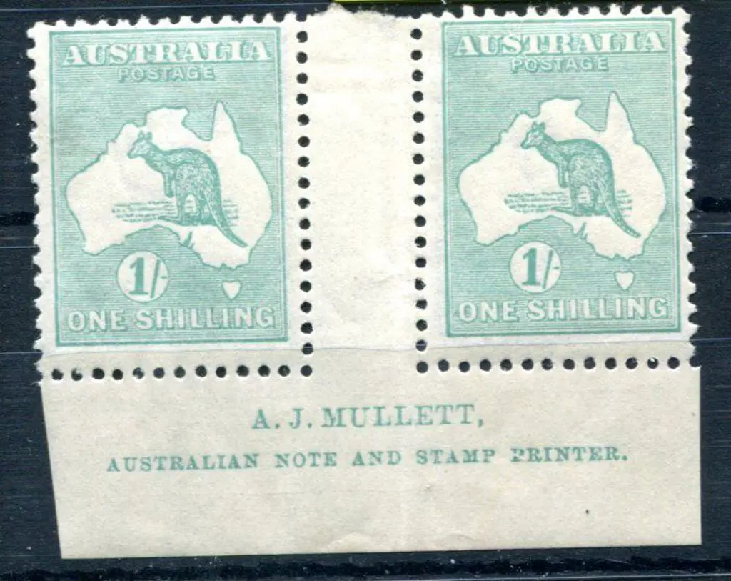 1915/28 3rd Watermark 1/- blue-green Mullett ... Image 1++