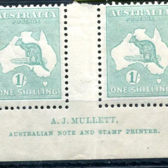 1915/28 3rd Watermark 1/- blue-green Mullett ...