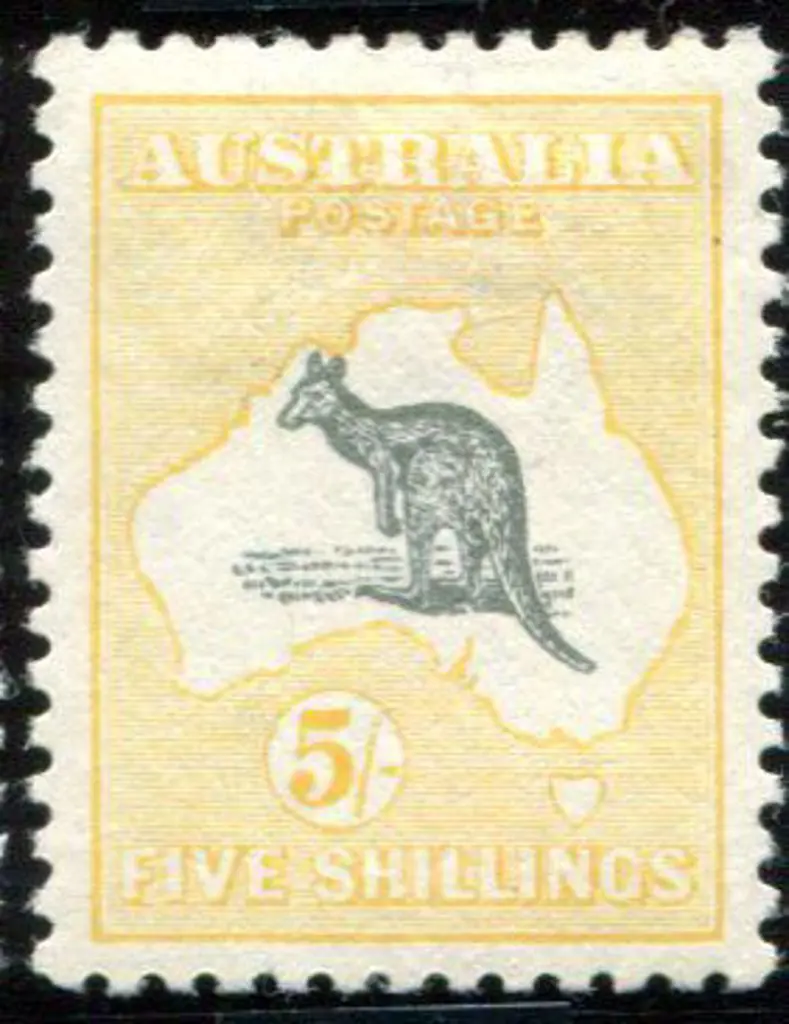 1915/28 3rd Watermark 5/- grey black & yellow ... Image 1++