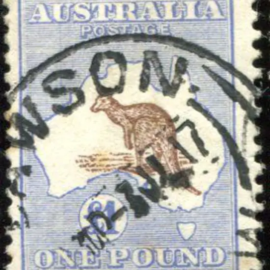 1915/28 3rd Watermark £1 purple brown & blue fine ...