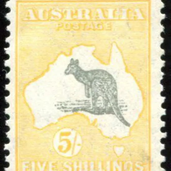 1931-47 CofA Watermark 5/- grey & yellow. Centred ...