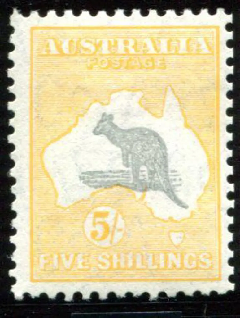 1931-47 CofA Watermark 5/- grey & yellow-buff with ... Image 1++