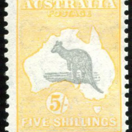 1931-47 CofA Watermark 5/- grey & yellow-buff with ...
