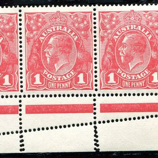 1914-20 Single Watermark 1d carmine-red G10 lower ...