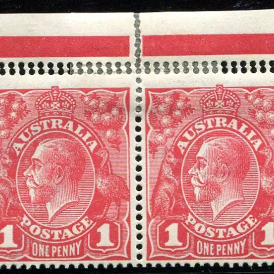 1914-20 Single Watermark 1d carmine-red G10 top ...