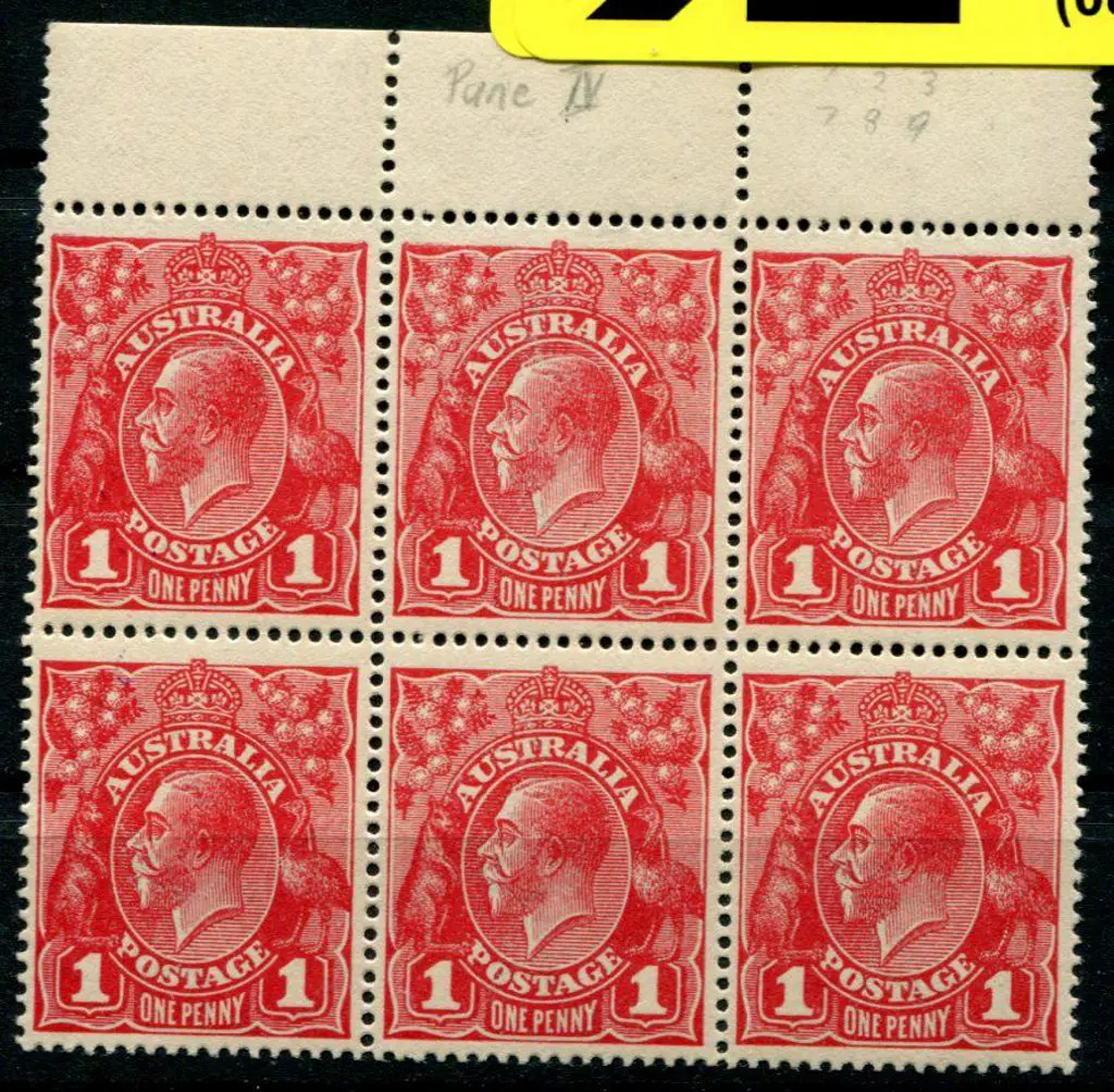 1914-20 Single Watermark 1d carmine-red G10 top ... Image 1++