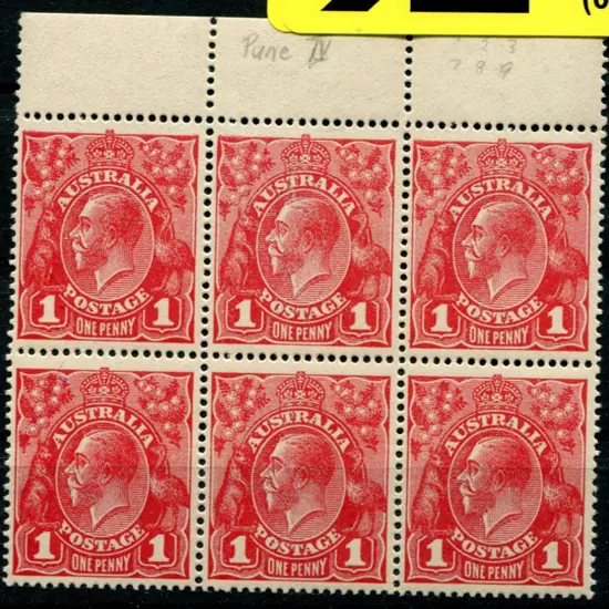 1914-20 Single Watermark 1d carmine-red G10 top ...