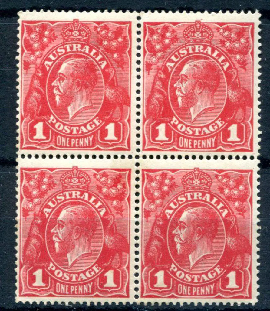 1914-20 Single Watermark 1d dark red G13 pane VII ... Image 1++