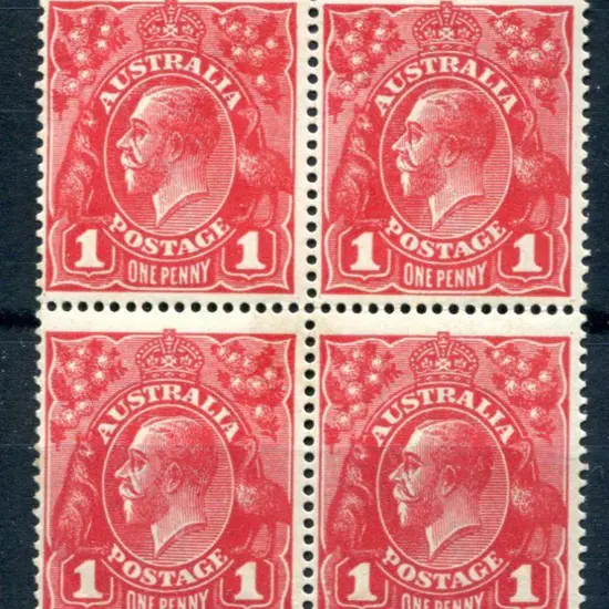 1914-20 Single Watermark 1d dark red G13 pane VII ...