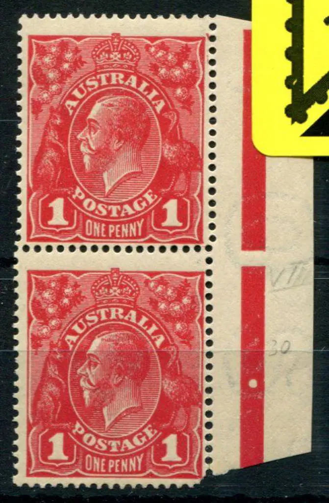 1914-20 Single Watermark 1d dark red G13 right ... Image 1++
