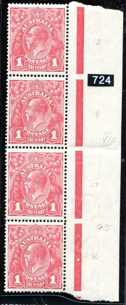 1914-20 Single Watermark 1d reddish-pink G15 right ... Image 1++