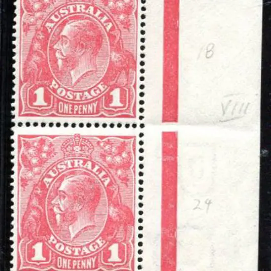 1914-20 Single Watermark 1d reddish-pink G15 right ...