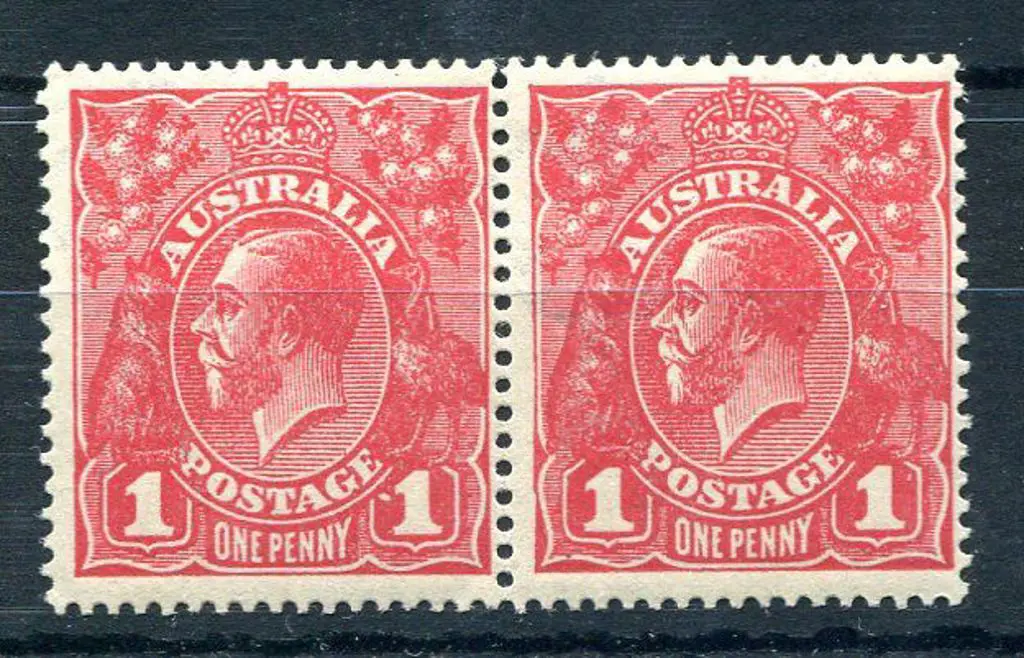 1914-20 Single Watermark 1d dull red G16 pair, ... Image 1++