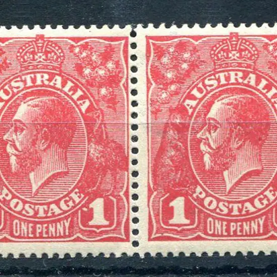 1914-20 Single Watermark 1d dull red G16 pair, ...
