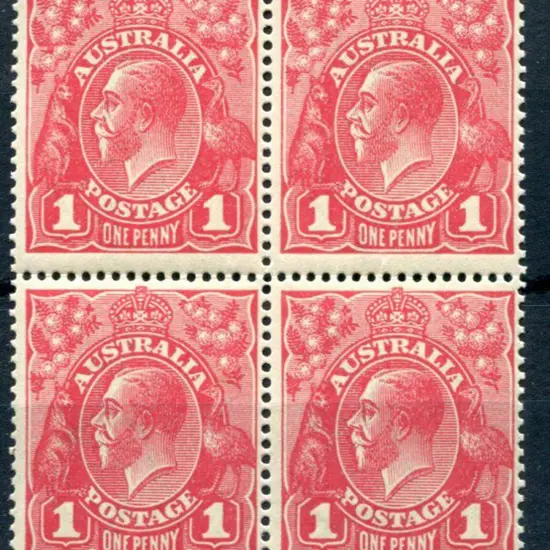 1914-20 Single Watermark 1d rose G21 positional ...