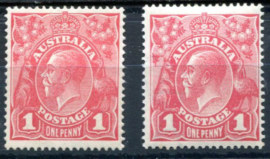 1914-20 Single Watermark 1d rose G21 VII 37 x 2 ... Image 1++