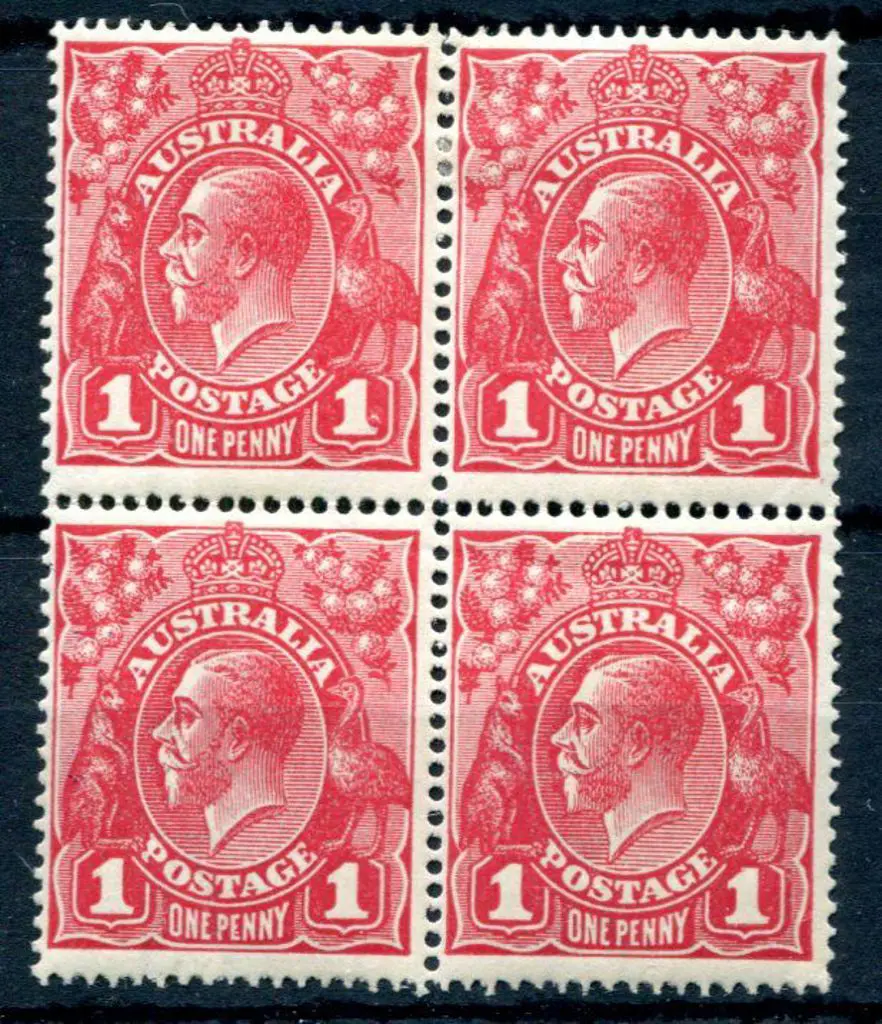 1914-20 Single Watermark 1d rose carmine G22 ... Image 1++