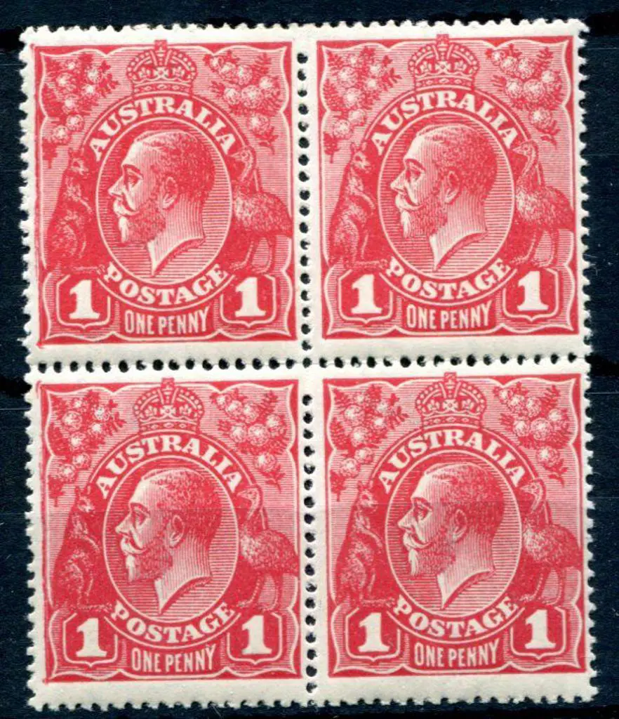 1914-20 Single Watermark 1d rose carmine G22 with ... Image 1++