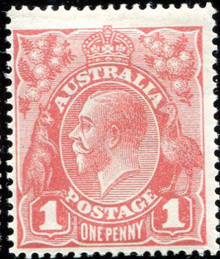 1914-20 Single Watermark 1d brick G25. MLH centred ... Image 1++