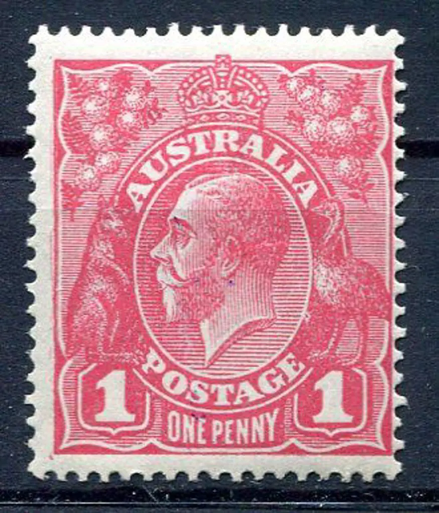 1914-20 Single Watermark 1d pink G28 MLH, centred ... Image 1++