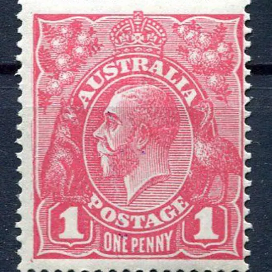 1914-20 Single Watermark 1d pink G28 MLH, centred ...