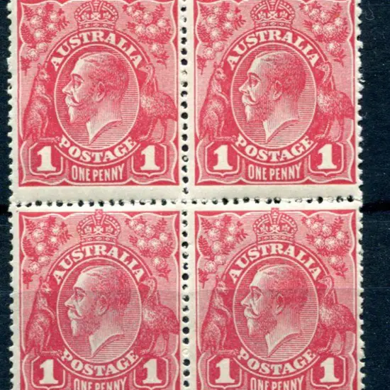 1914-20 Single Watermark 1d carmine rose G30 pane ...
