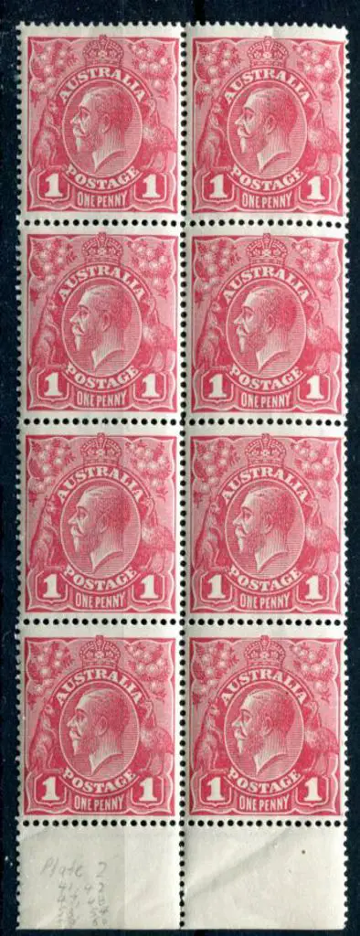 1914-20 Single Watermark 1d carmine rose G30 plate ... Image 1++