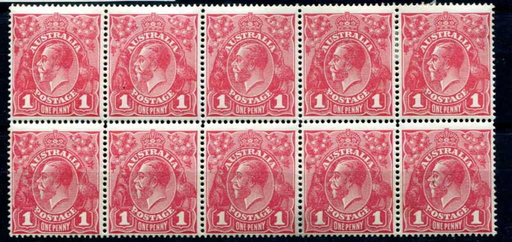 1914-20 Single Watermark 1d carmine rose G30 plate ... Image 1++