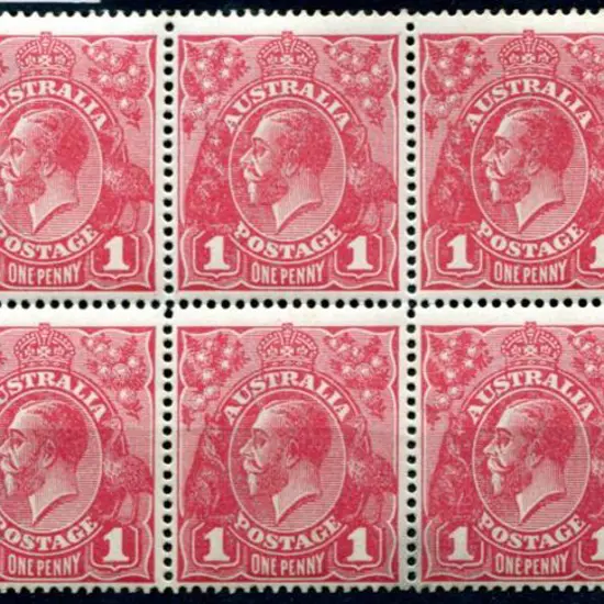 1914-20 Single Watermark 1d carmine rose G30 plate ...