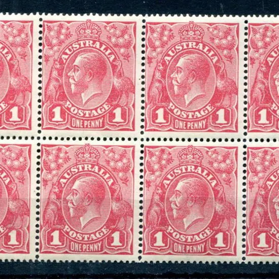 1914-20 Single Watermark 1d carmine rose G30 plate ...