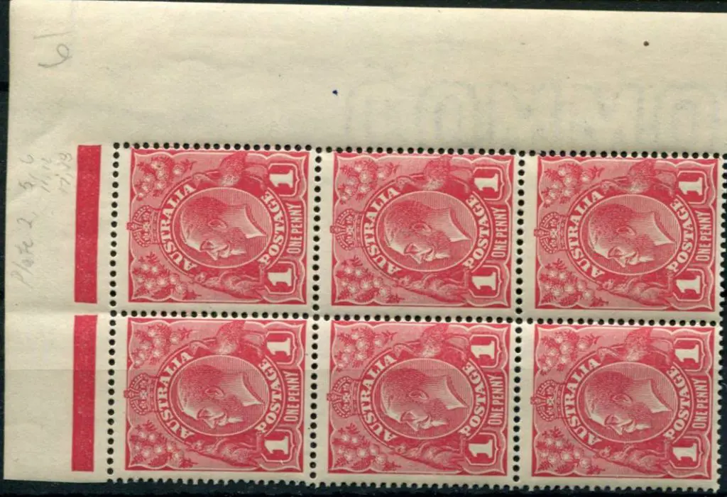 1914-20 Single Watermark 1d carmine rose G30 plate ... Image 1++