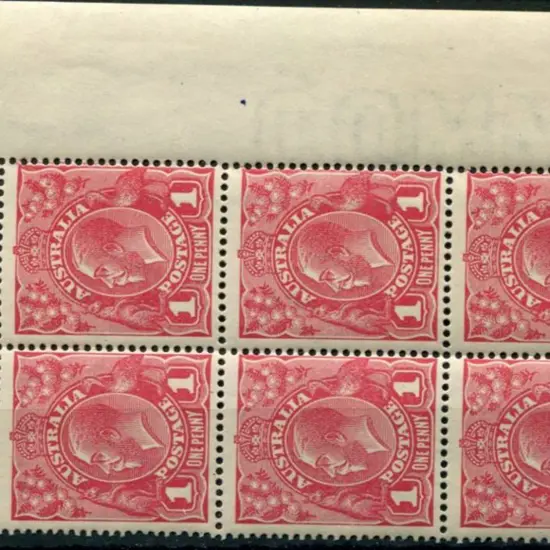 1914-20 Single Watermark 1d carmine rose G30 plate ...