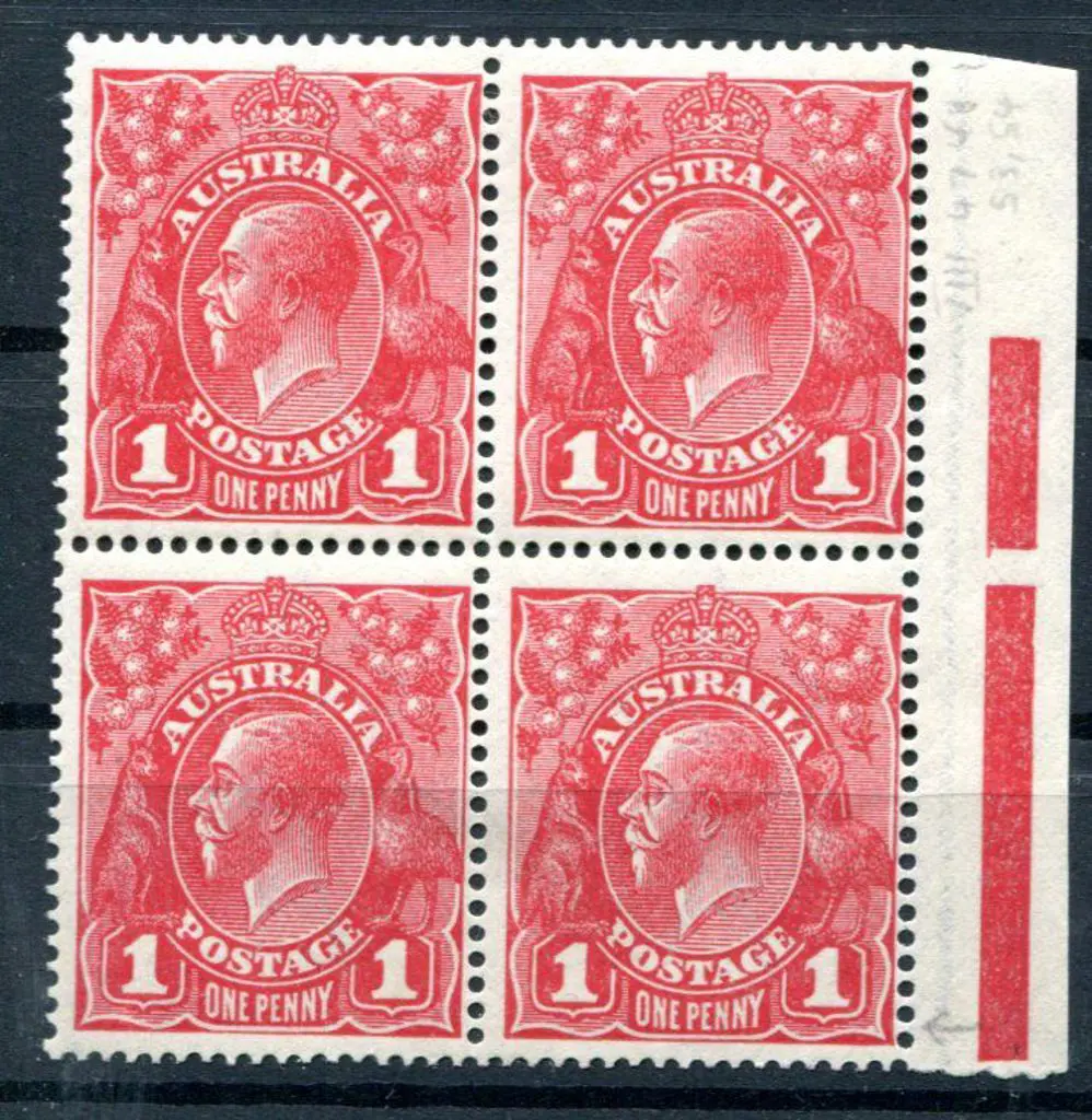 1914-20 Single Watermark 1d carmine red G31 right ... Image 1++