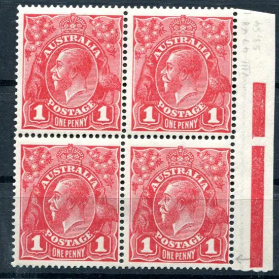 1914-20 Single Watermark 1d carmine red G31 right ...