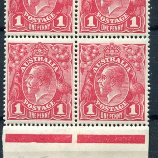 1914-20 Single Watermark 1d carmine red G31 lower ...