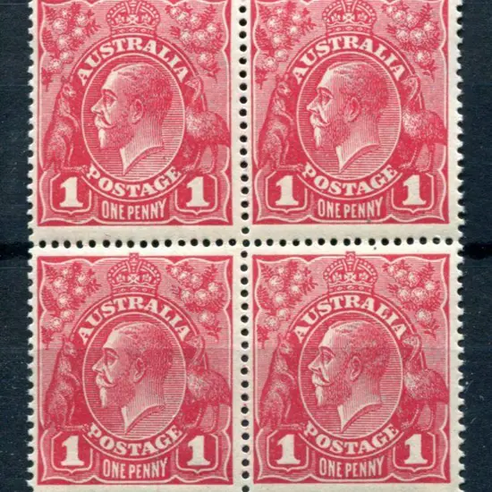 1914-20 Single Watermark 1d carmine red G31 plate ...