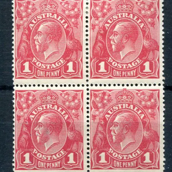 1914-20 Single Watermark 1d carmine red G31 plate ...