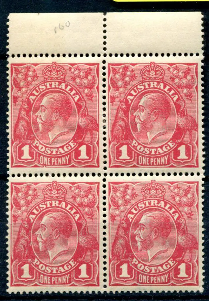 1914-20 Single Watermark 1d carmine red G31 top ... Image 1++
