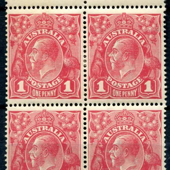 1914-20 Single Watermark 1d carmine red G31 top ...