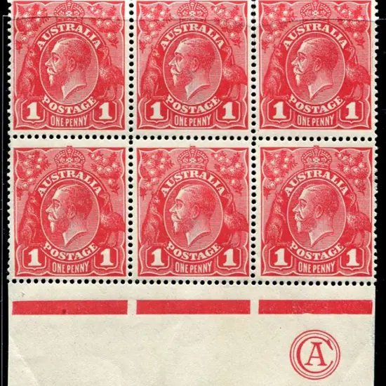 1914-20 Single Watermark 1d deep red aniline ...