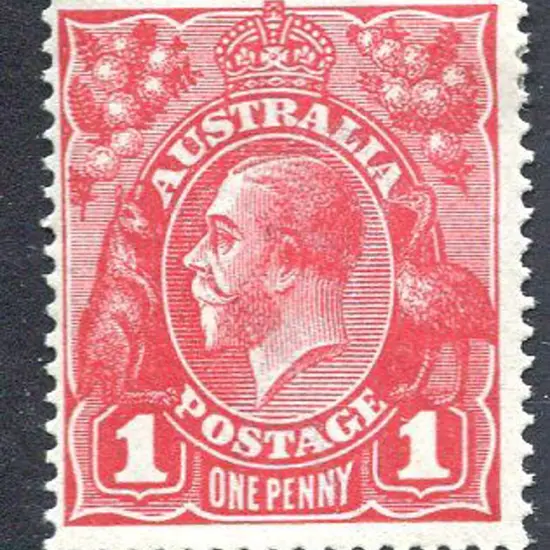 1914-20 Single Watermark 1d deep scarlet aniline ...