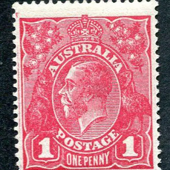 1914-20 Single Watermark 1d plum G71 on rough ...