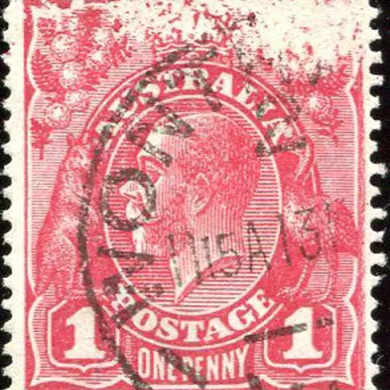 1914-20 Single Watermark 1d carmine rose with ...