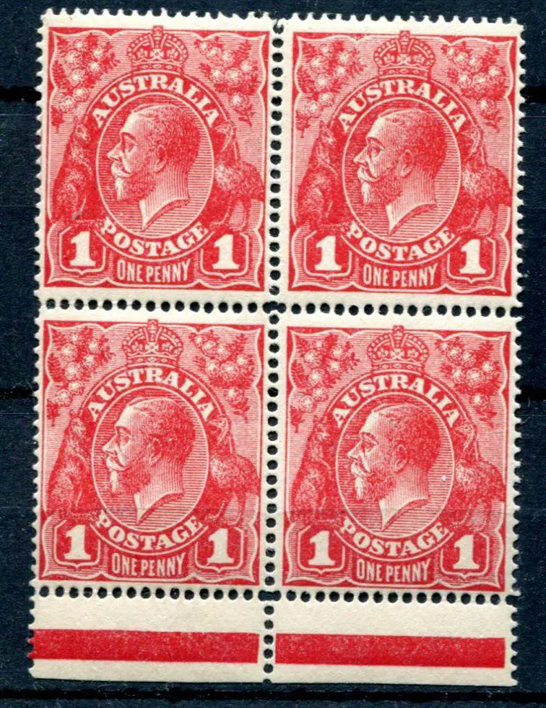 1914-20 Single Watermark 1d carmine-red SLP lower ... Image 1++