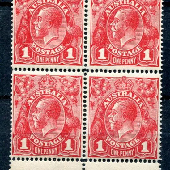 1914-20 Single Watermark 1d carmine-red SLP lower ...