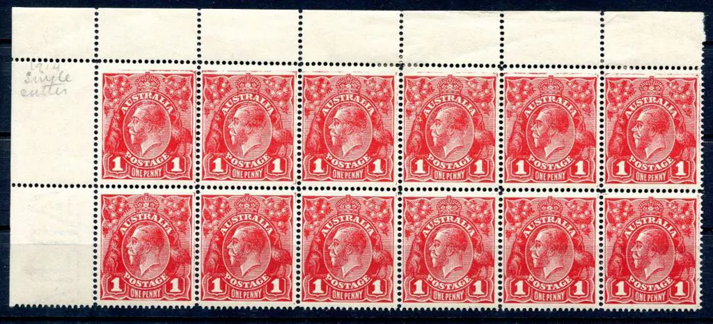 1914-20 Single Watermark 1d carmine-red SLP top ... Image 1++
