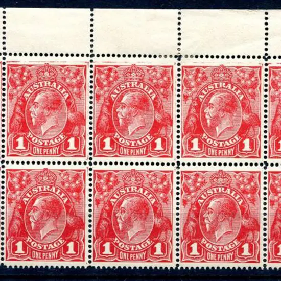 1914-20 Single Watermark 1d carmine-red SLP top ...