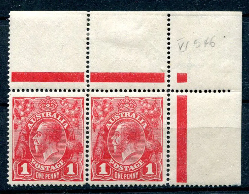 1914-20 Single Watermark 1d carmine-red SLP top ... Image 1++
